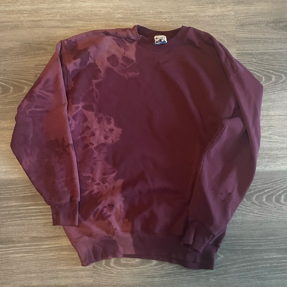 Defective Garments custom 1 of 1 Champion tie dye sweater XL burgundy